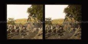 Zebu-Rinderherde und Farm bei Salazie