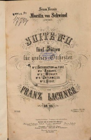 Suite Nr. II in 5 Sätzen : für großes Orchester ; op. 115