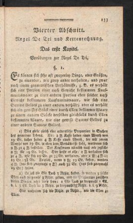 133-170, Vierter Abschnitt. Regel De Tri und Kettenrechnung.