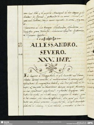 Allessandro. Severo. XXV.o Imp.e