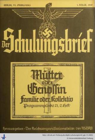 VI. Jahrgang, Folge 1: Der Schulungsbrief