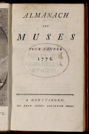 1776: Almanach Des Muses Pour L'Année 1776