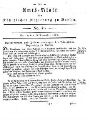 No. 41, 29. November 1820