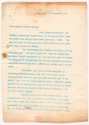 Brief an Karl Klindworth : 05.09.1911