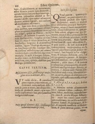 Capvt Tertivm. Quid parentes filijs, quid conjuges conjugibus invicem debeant, ec.