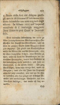 5. Storia delle Arti del disegno presso gli antichi di Giovanni Winkelmann, ...