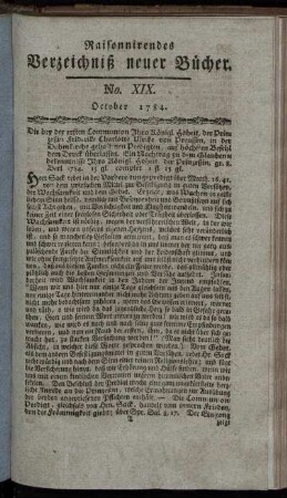 No. XIX. October 1784.