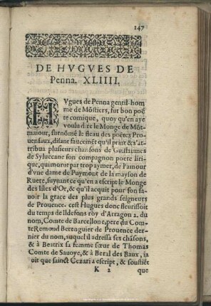 De Hugues De Penna, XLIIII