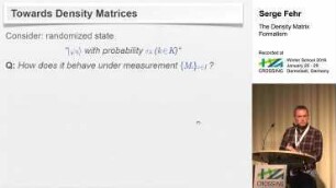 CROSSING Winter School 2016: The Density Matrix Formalism