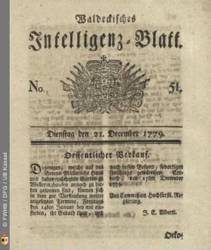 No. 51, Dienstag den 21. December 1779