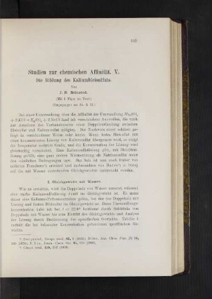 Studien zur chemischen Affinität. V. Die Bildung des Kaliumbleisulfats.