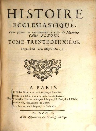 Histoire Ecclésiastique, 32. Depuis l'An 1561. jusqu'à l'An 1562