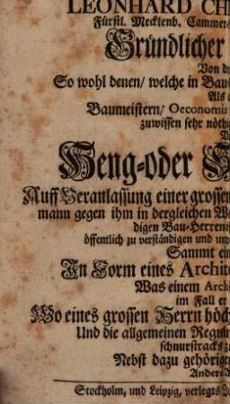 Gründlicher Unterricht von Häng- und Sprengwerken