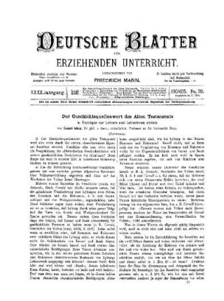Der Geschichtsquellenwert des Alten Testaments : in Vorträgen vor Lehrern und Lehrerinnen erörtert ; (Fortsetzung)