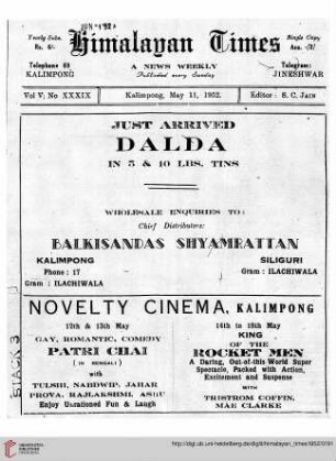 No. XXXIX (11 May 1952)