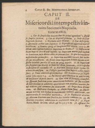 Caput II. De Misericordia intempestiva intuitu Societatis Nuptialis.