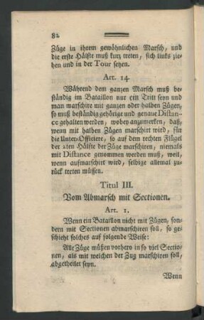 Titul III. Vom Abmarsch mit Sectionen
