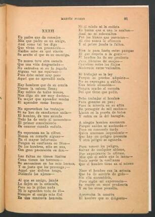 XXXII - [Consejos de Martín Fierro a sus hijos]