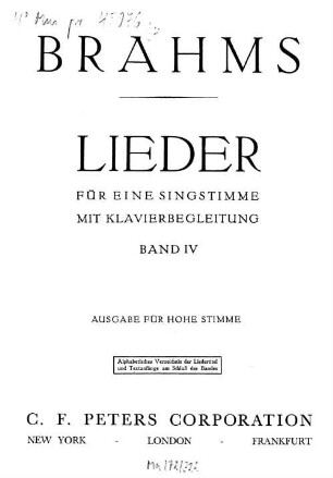 Lieder : für 1 Singstimme mit Klavierbegl., 4