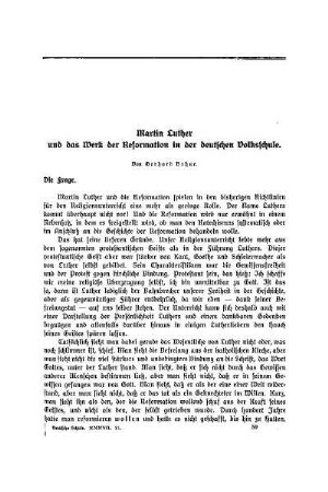 Martin Luther und das Werk der Reformation in der deutschen Volksschule