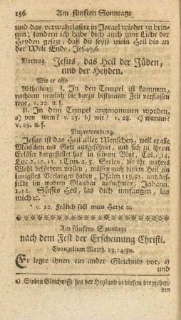Am fünften Sonntage nach dem Fest der Erscheinung Christi