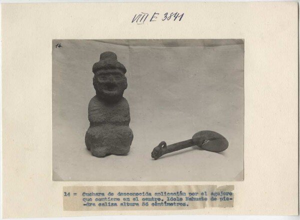 Stone figure and incense spoon (?)