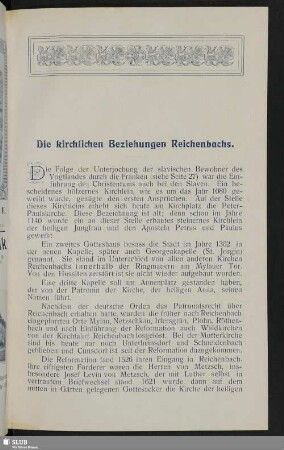 Die kirchlichen Beziehungen Reichenbachs