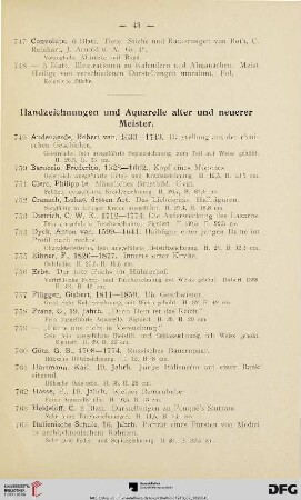 Handzeichnungen und Aquarelle alter und neuerer Meister (Nr. 749-878)