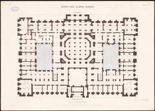 Reichstag, Berlin Zweiter Wettbewerb: Grundriss KG 1:200