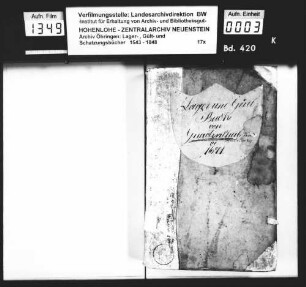 Lager- und Gültbuch über Kloster Gnadental, Ziegelhalde und Büchelberg.