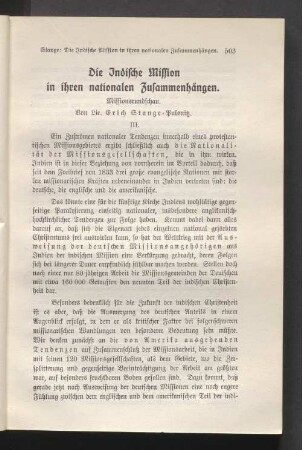 Die Indische Mission in ihren nationalen Zusammenhängen