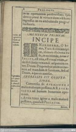 Membrum Primum. Incipe