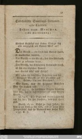 14te Lection. Lehre vom Menschen. (1ste Fortsetzung)