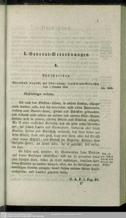 I. General-Verordnungen