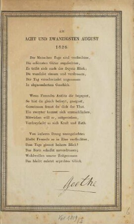 Am acht und zwanzigsten August 1826
