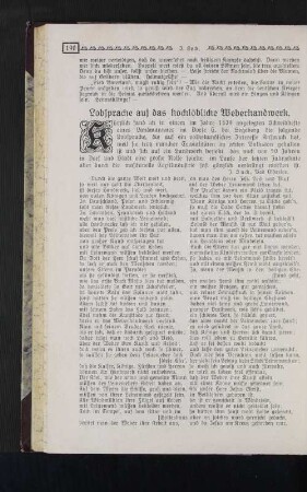 Lobsprache auf das hochlöbliche Weberhandwerk.
