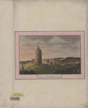 Ansicht vom Schloss Freyburg (Unstrut), Kupferstich, um 1800 : I. Prosp. vom Schloss Freyburg bey Naumburg / [Schwarz fec.]. - [S.l.] , [um 1800]. - 1 Kunstbl. : Kupferst. ; 32 x 20 cm