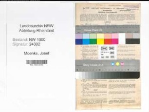 Entnazifizierung Josef Moenks, geb. 08.08.1896 (Regierungsbaumeister)