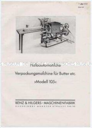 Halbautomatische Verpackungsmaschine für Butter etc. "Modell 105"