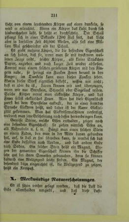 X. Merkwürdige Naturerscheinungen