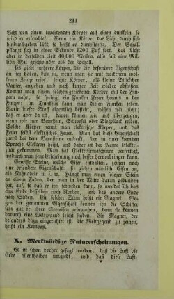 X. Merkwürdige Naturerscheinungen