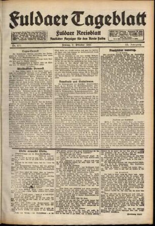Ausgabe vom Freitag, den 07. Oktober 1921.