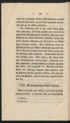 VIII. Wahrscheinliche nächste Ursache.
