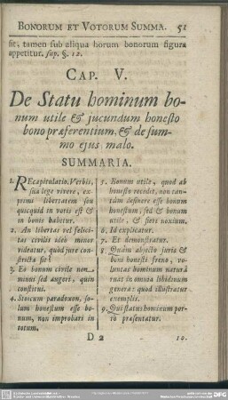 Cap. V. De Statu hominum bonum utile & iucundum honesto bono praeferentium, & de summo eius malo