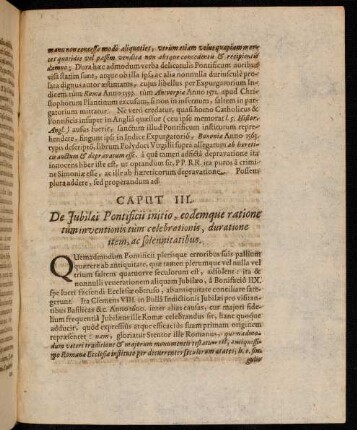 Caput III. De Iubilaei Pontificii initio, eodemque ratione ...