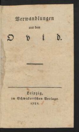 Verwandlungen aus dem Ovid