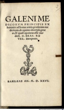 Exhortatio ad bonas arteis, praesertim medicinam
