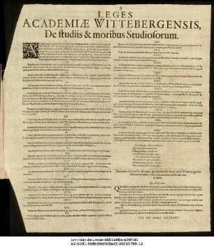 Leges Academiae Wittebergensis, De studiis & moribus Studiosorum