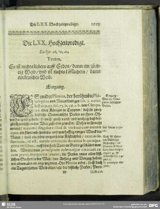 Die LXX. Hochzeitpredigt. Ex Syr.26.v.20