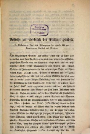 Geschichte des Handels und der Schifffahrt Stettins, 1